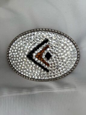Rhinestone Oval Belt Buckle with Black & Amber Accent